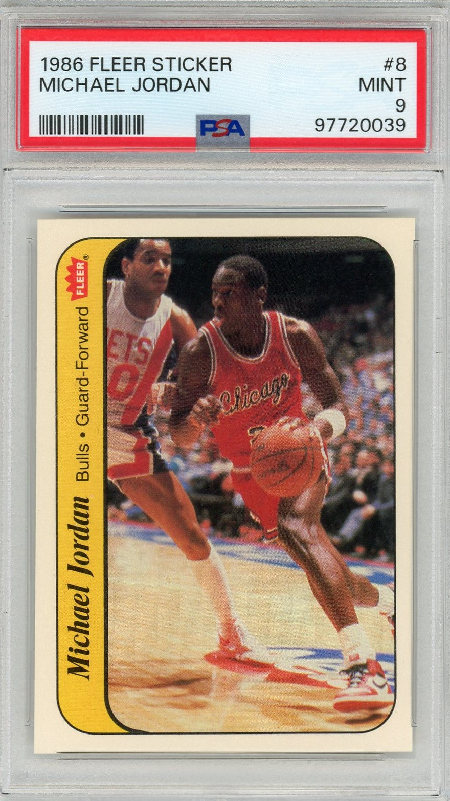 1986 Michael Jordan Fleer Sticker #8 PSA 9