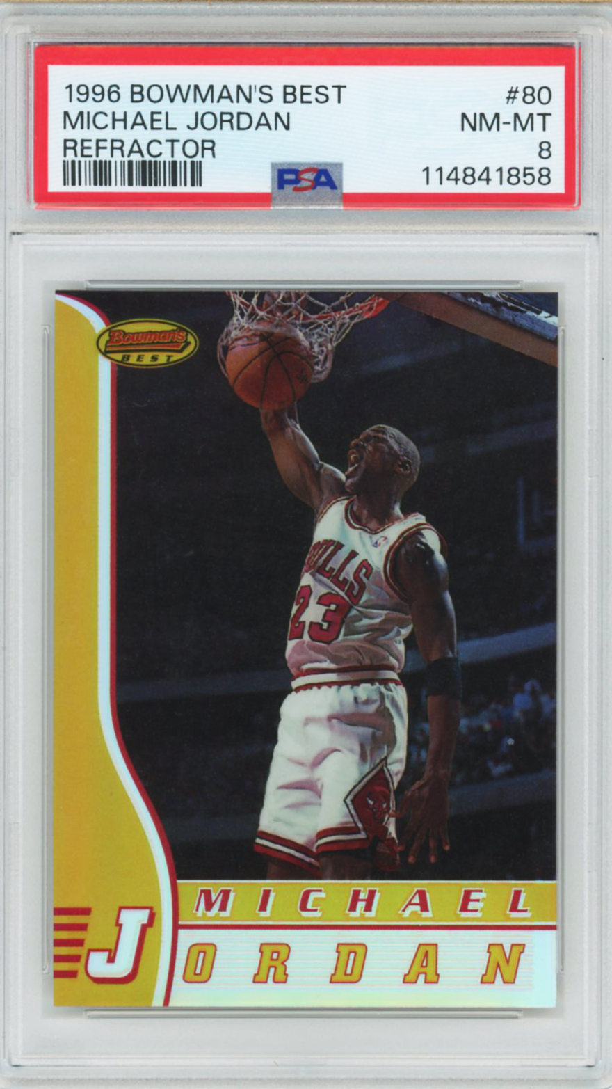 1996 Bowman Best Refractor Michael Jordan #80 PSA 8