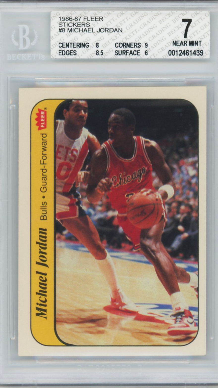 1986 Michael Jordan Fleer Sticker BGS 7