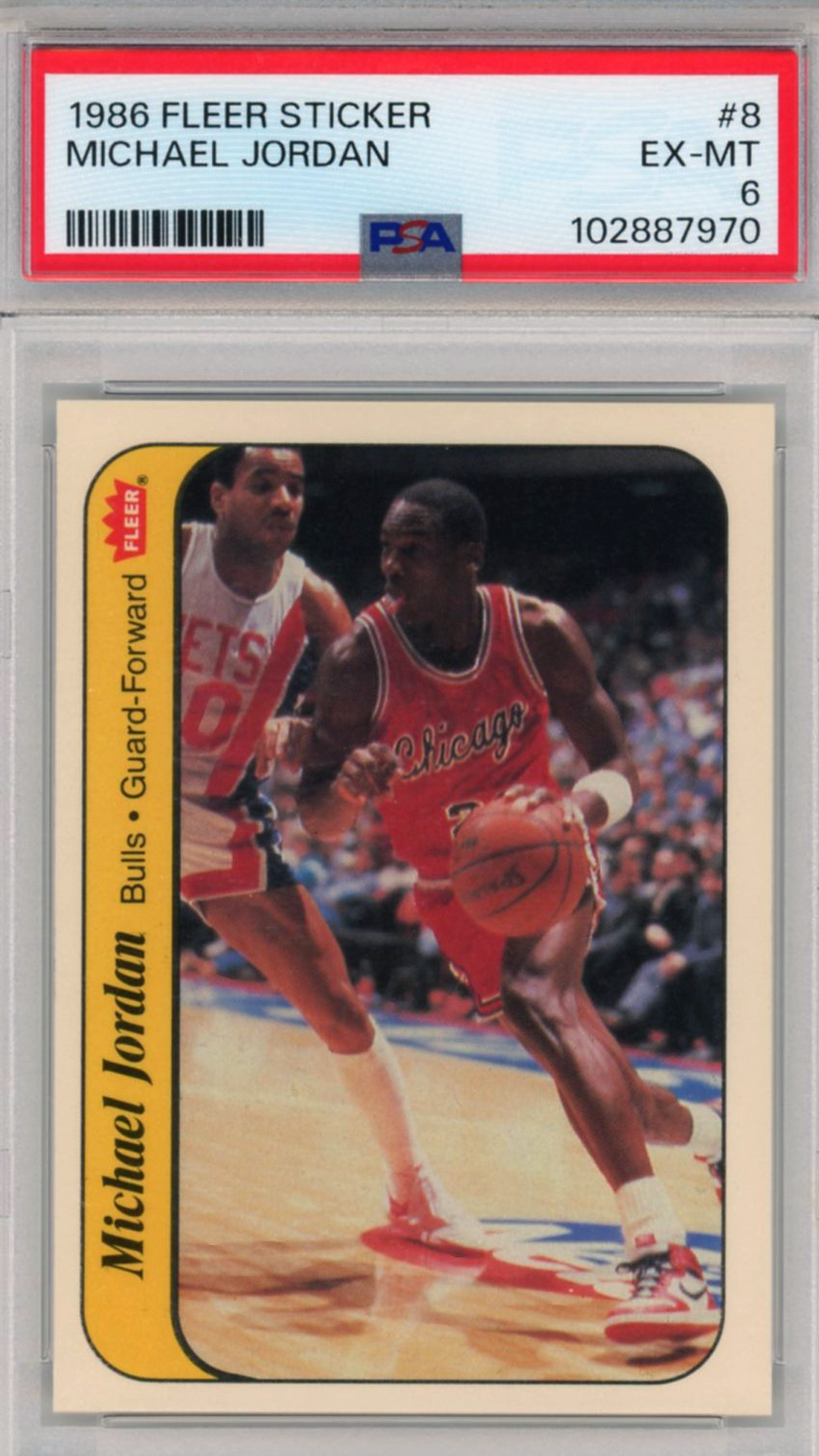 1986 Michael Jordan Fleer Sticker PSA 6