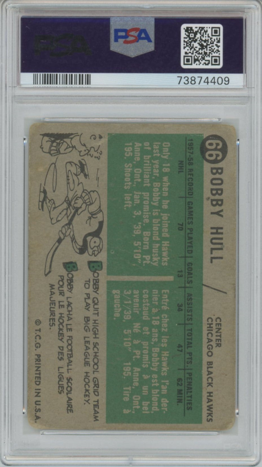 1958 Topps Bobby Hull #66 PSA 1.5