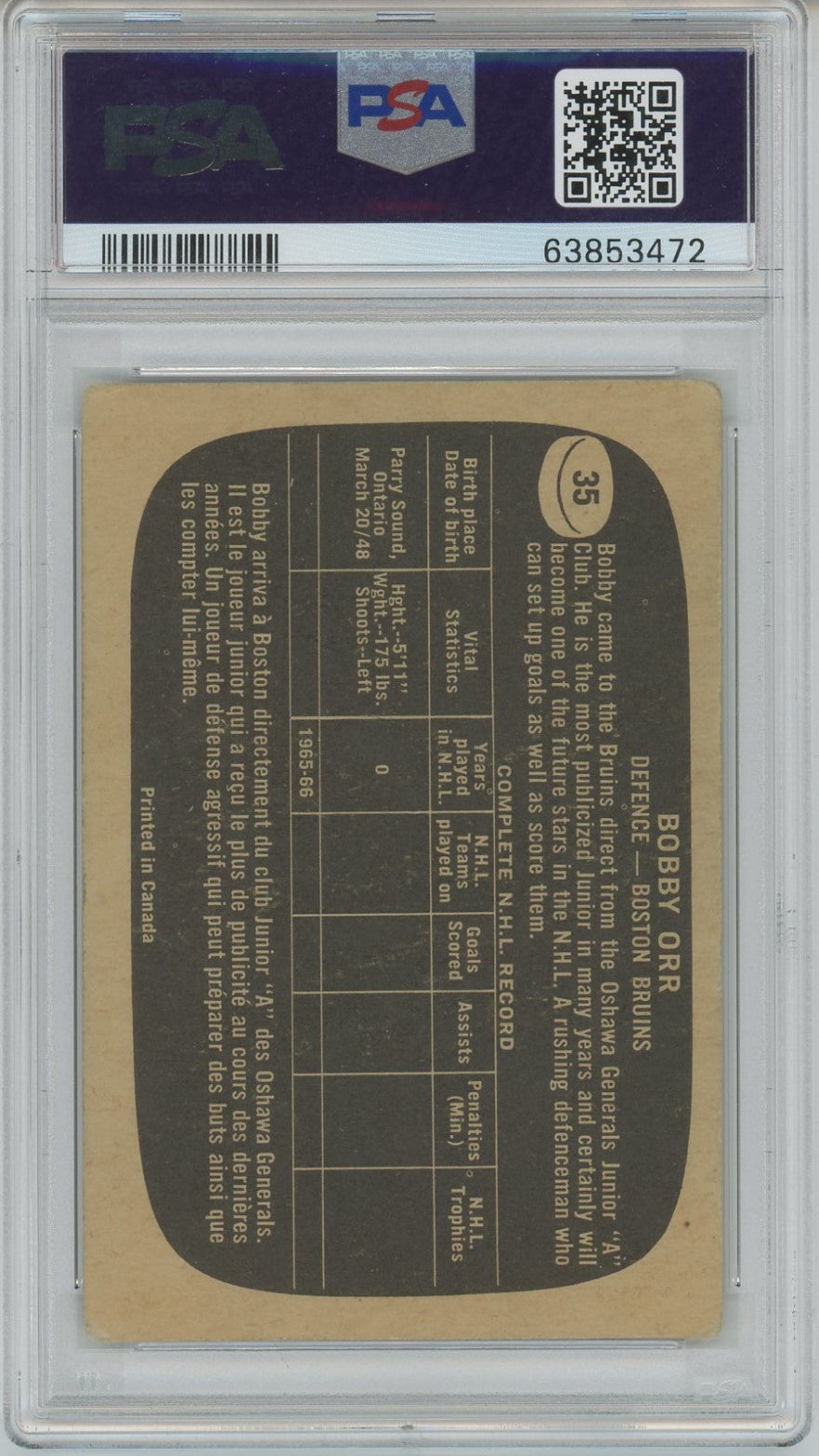 1966 Topps Bobby Orr #35 PSA 2.5