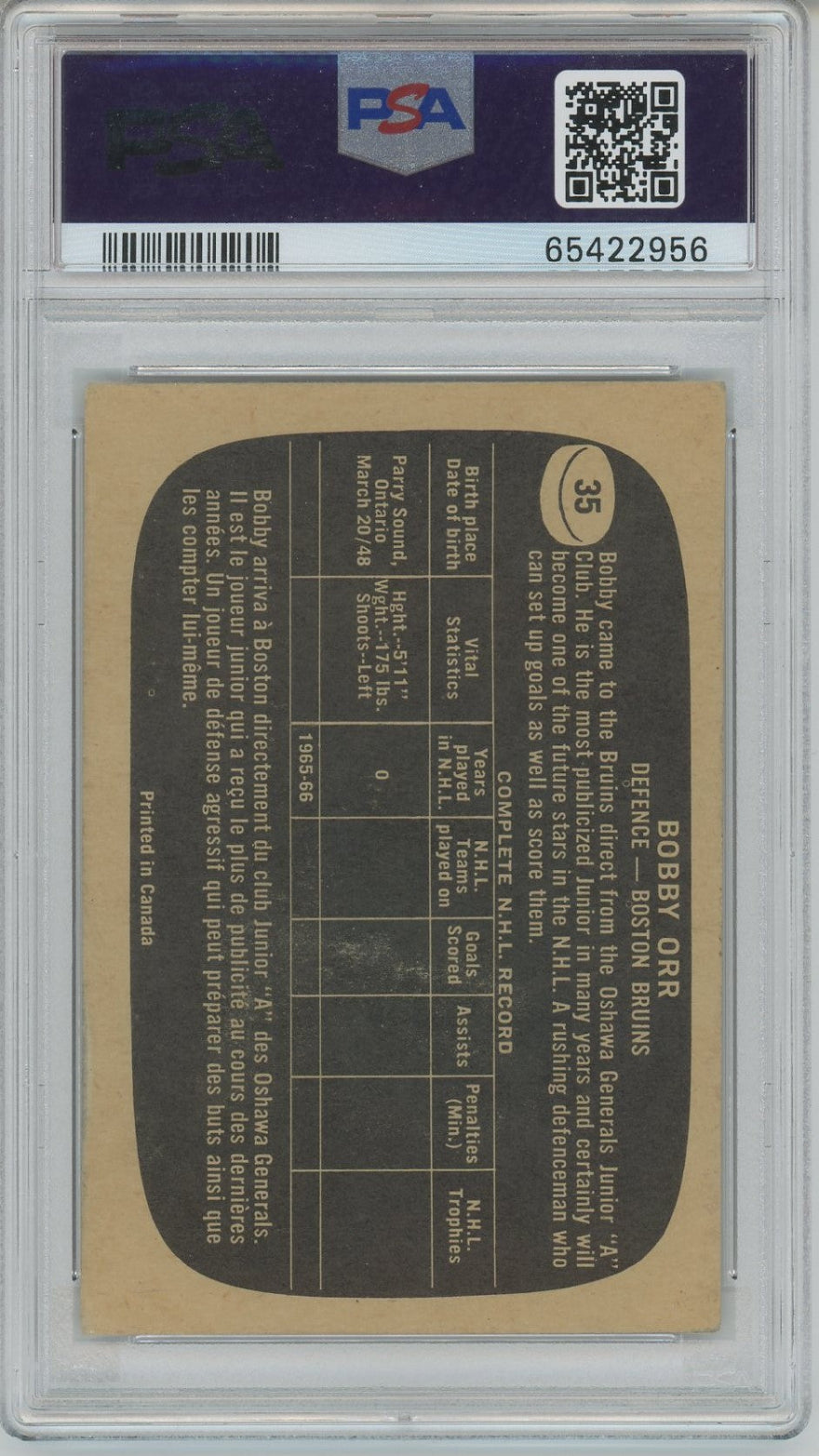 1966 Topps Bobby Orr #35 PSA 3