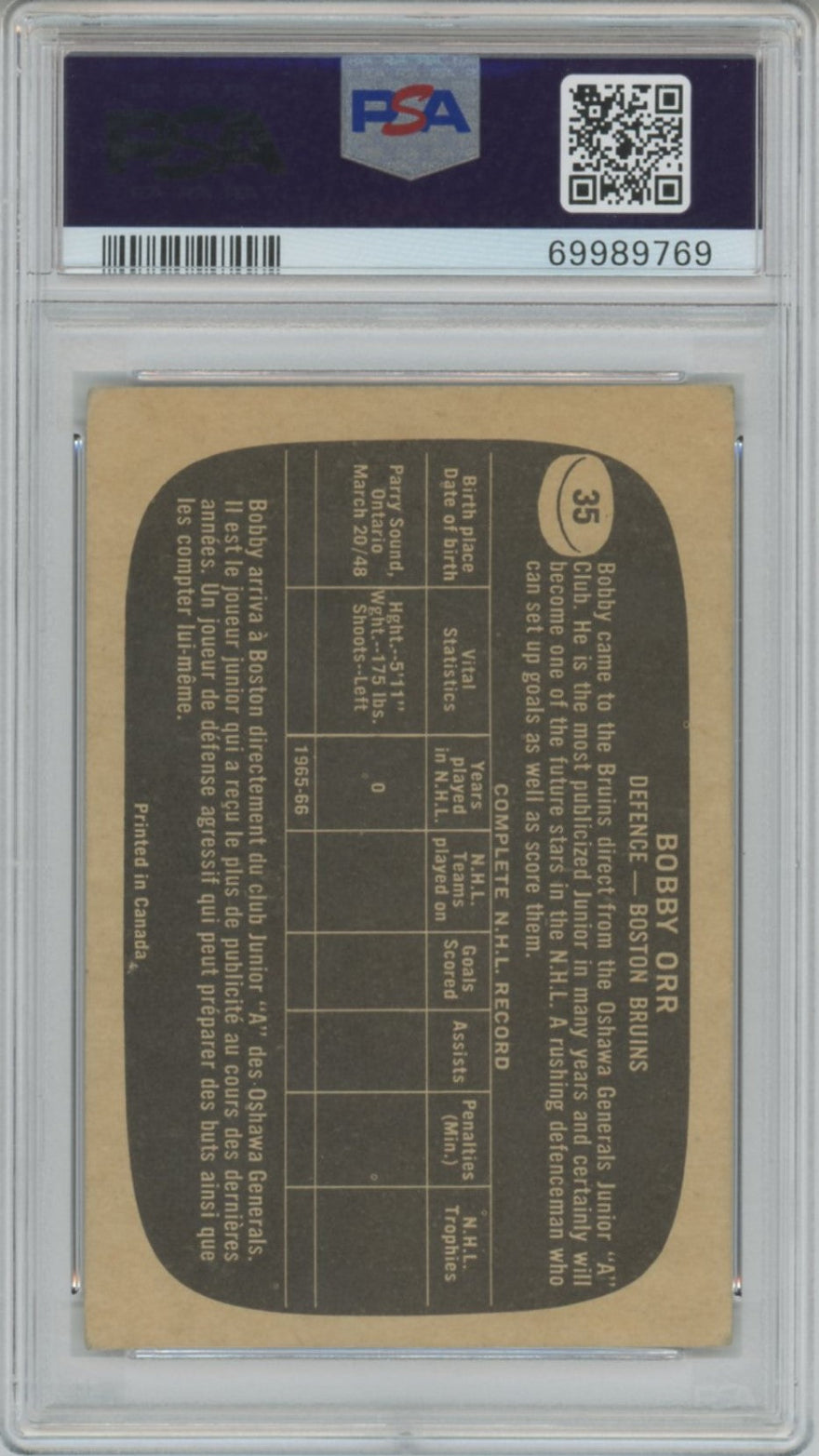 1966 Topps Bobby Orr #35 PSA 3