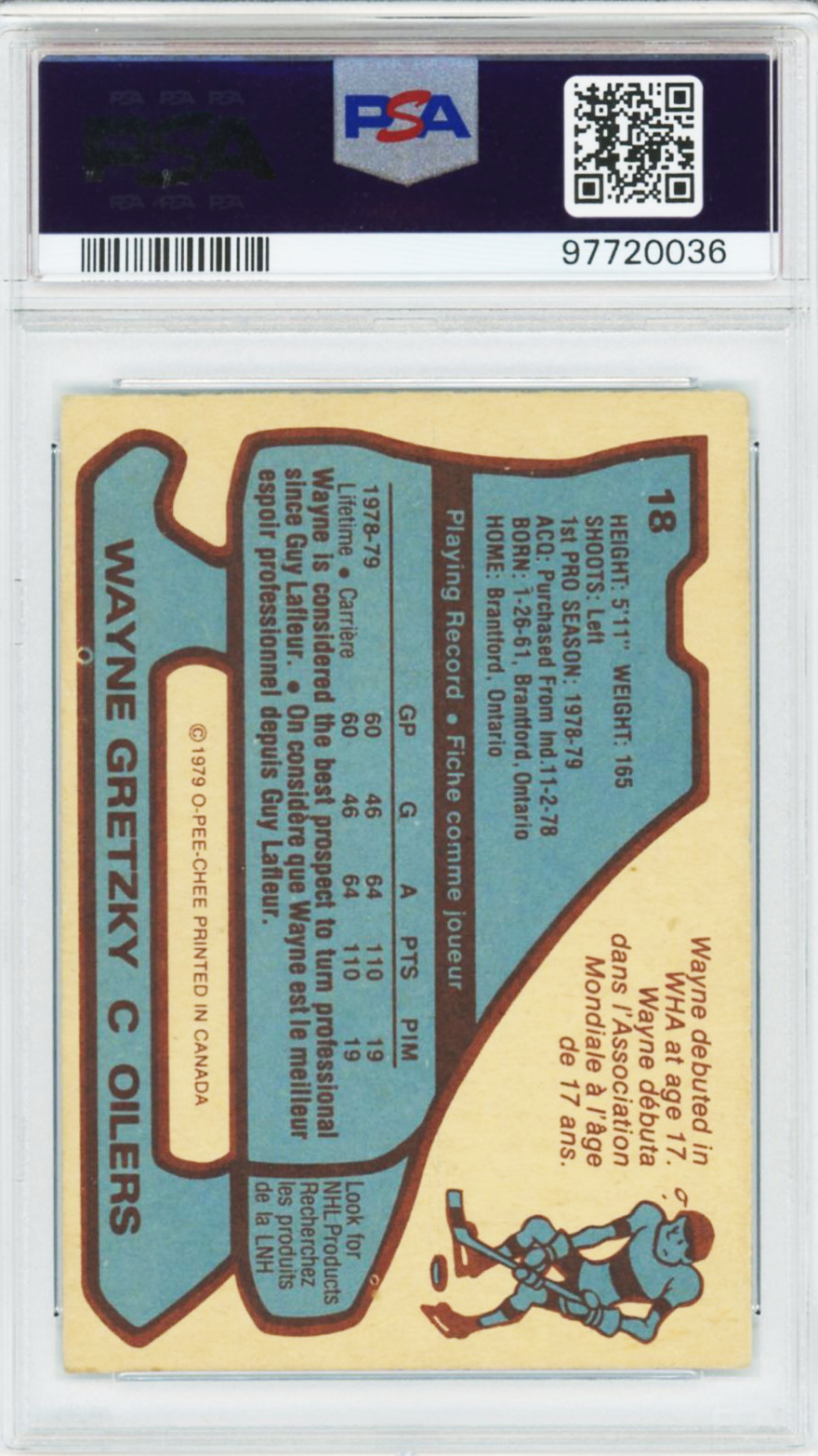 1979 OPC Wayne Gretzky Rookie PSA 3