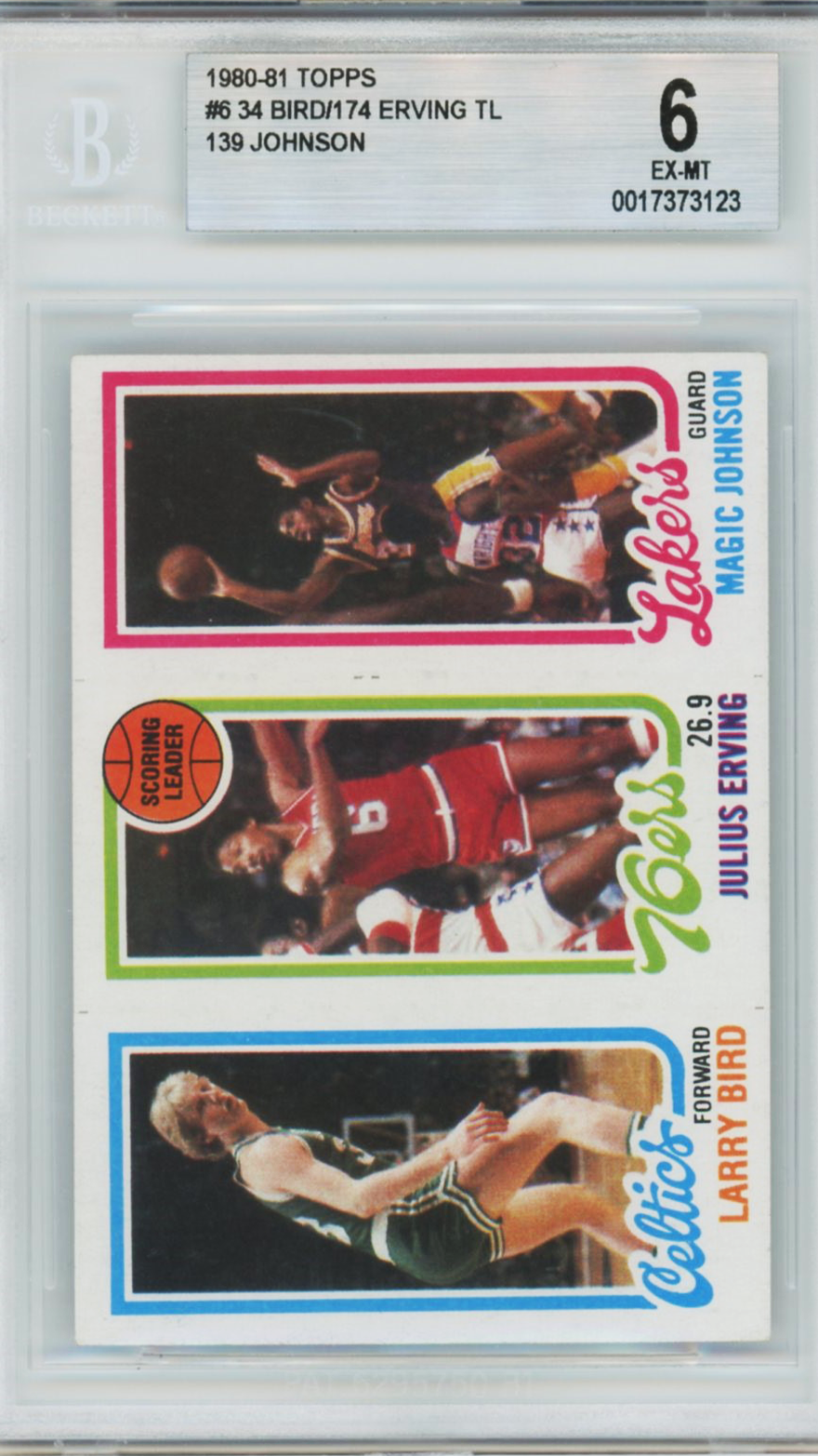 1980 Topps Larry Bird/Magic Johnson Rookie #34 BGS 6