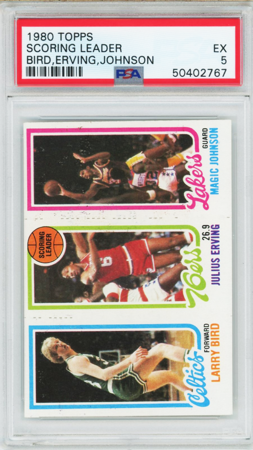 1980 Topps Larry Bird/Magic Johnson Rookie #34 PSA 5