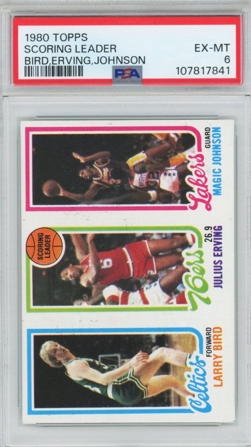 1980 Topps Larry Bird/Magic Johnson Rookie #34 PSA 6