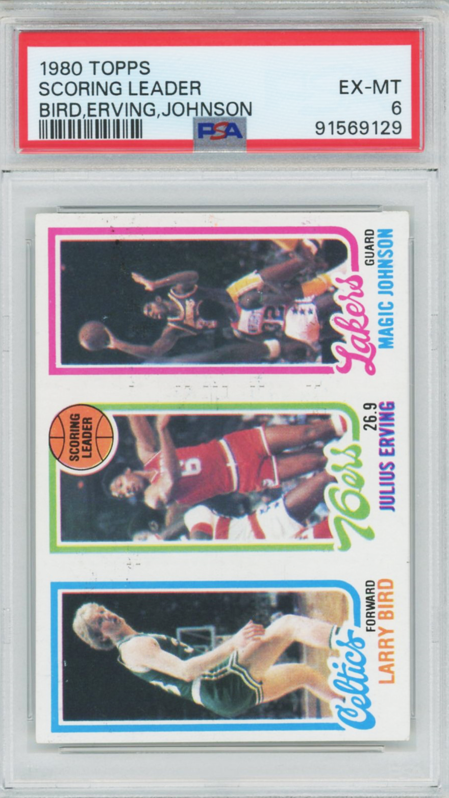 1980 Topps Larry Bird/Magic Johnson Rookie #34 PSA 6