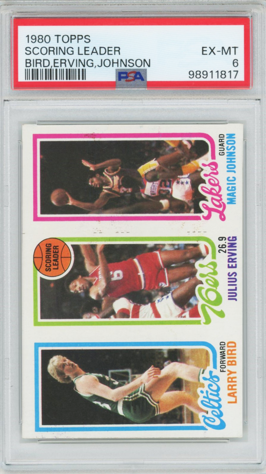 1980 Topps Larry Bird/Magic Johnson Rookie #34 PSA 6