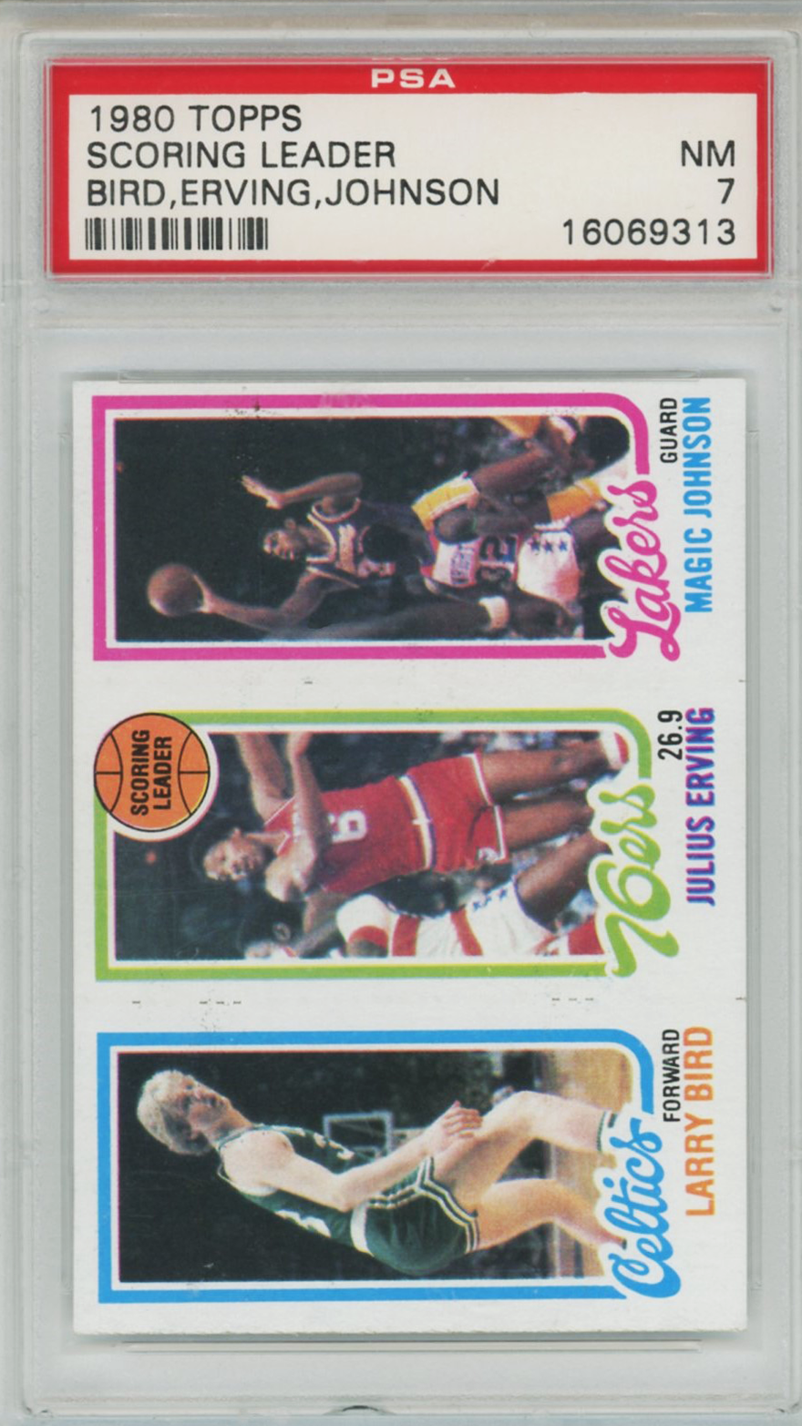 1980 Topps Larry Bird/Magic Johnson Rookie #34 PSA 7