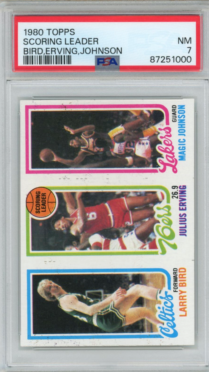 1980 Topps Larry Bird/Magic Johnson Rookie #34 PSA 7