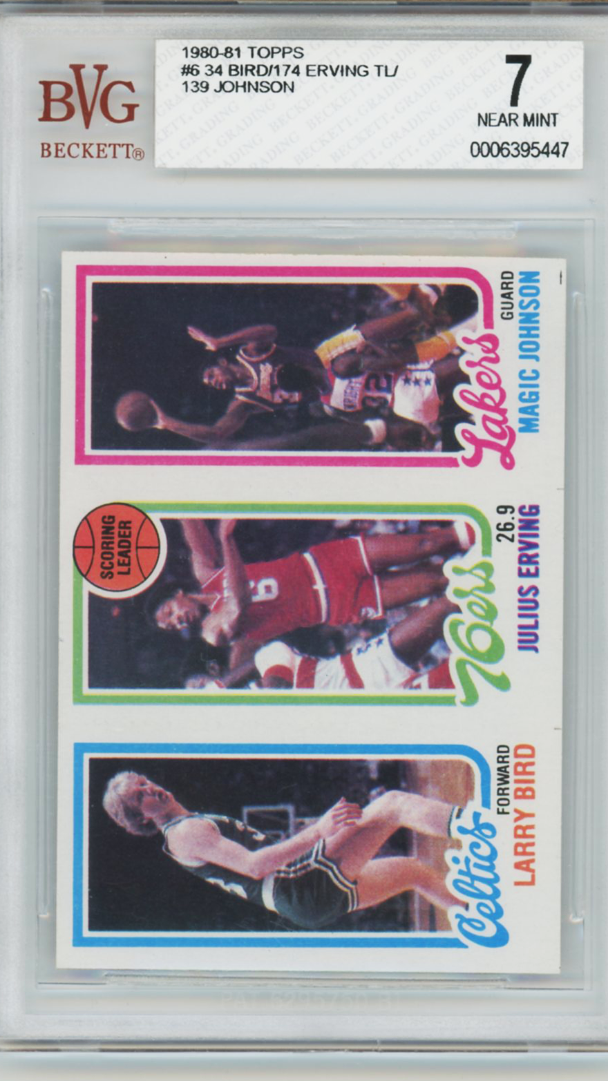 1980 Topps Larry Bird/Magic Johnson Rookie #34 BVG 7