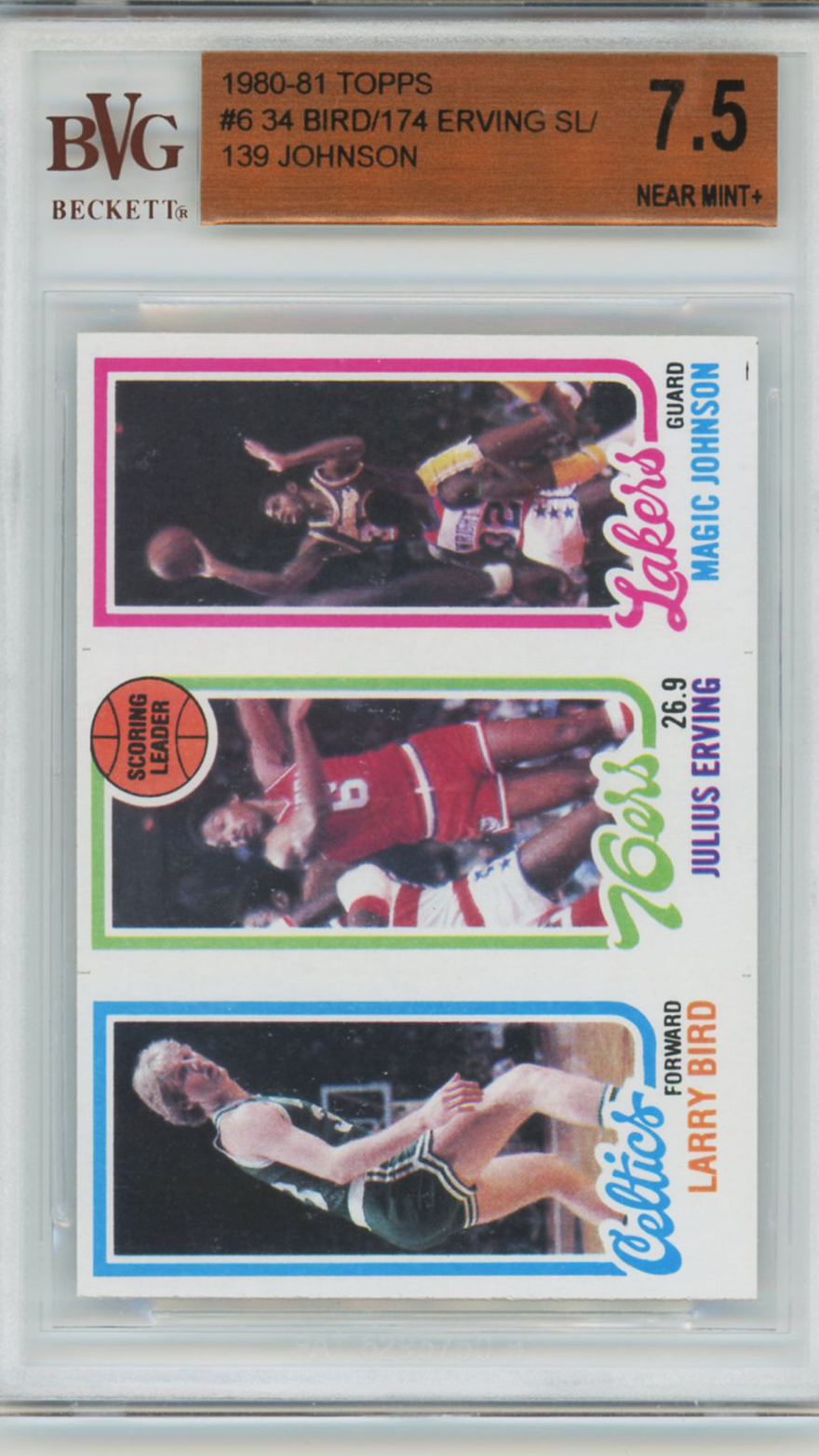 1980 Topps Larry Bird/Magic Johnson Rookies #34 BVG 7.5