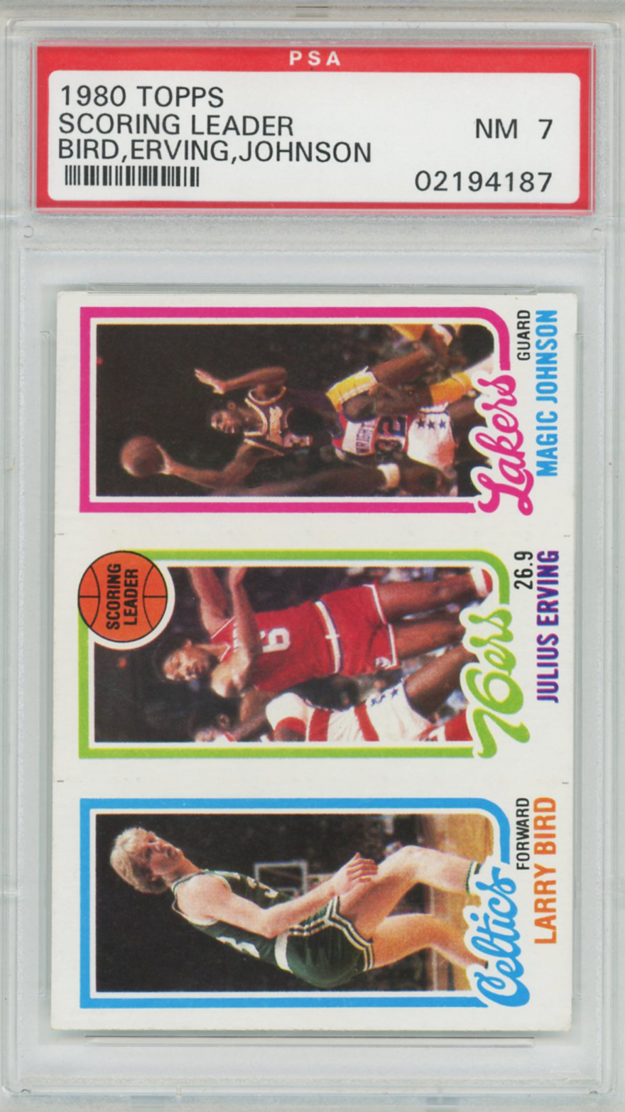 1980 Topps Larry Bird/Magic Johnson Rookie #34 PSA 7