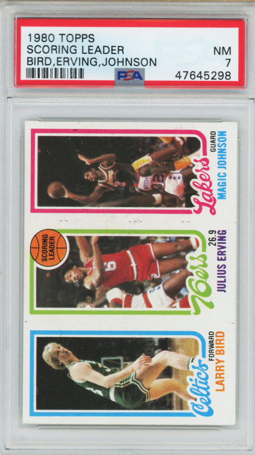 1980 Topps Larry Bird/Magic Johnson Rookie #34 PSA 7