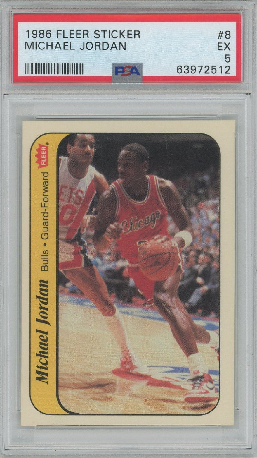 1986 Michael Jordan Fleer Sticker #8 PSA 5