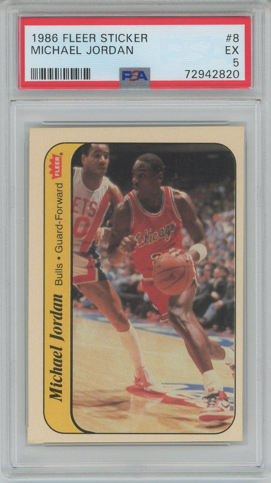 1986 Michael Jordan Fleer Sticker #8  PSA 5