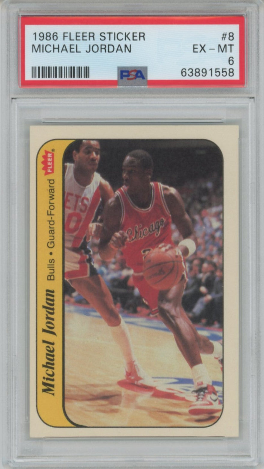 1986 Michael Jordan Fleer Sticker PSA 6