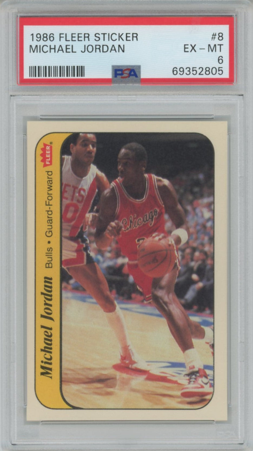 1986 Michael Jordan Fleer Sticker PSA 6