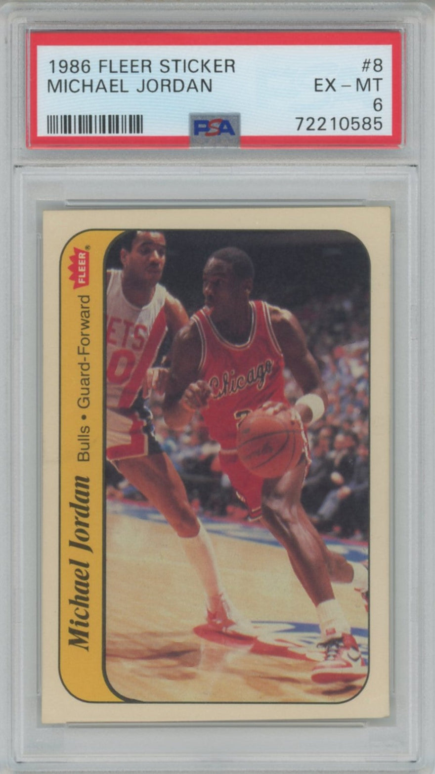 1986 Michael Jordan Fleer Sticker PSA 6