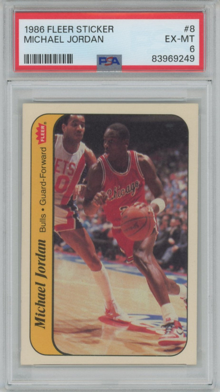 1986 Michael Jordan Fleer Sticker PSA 6