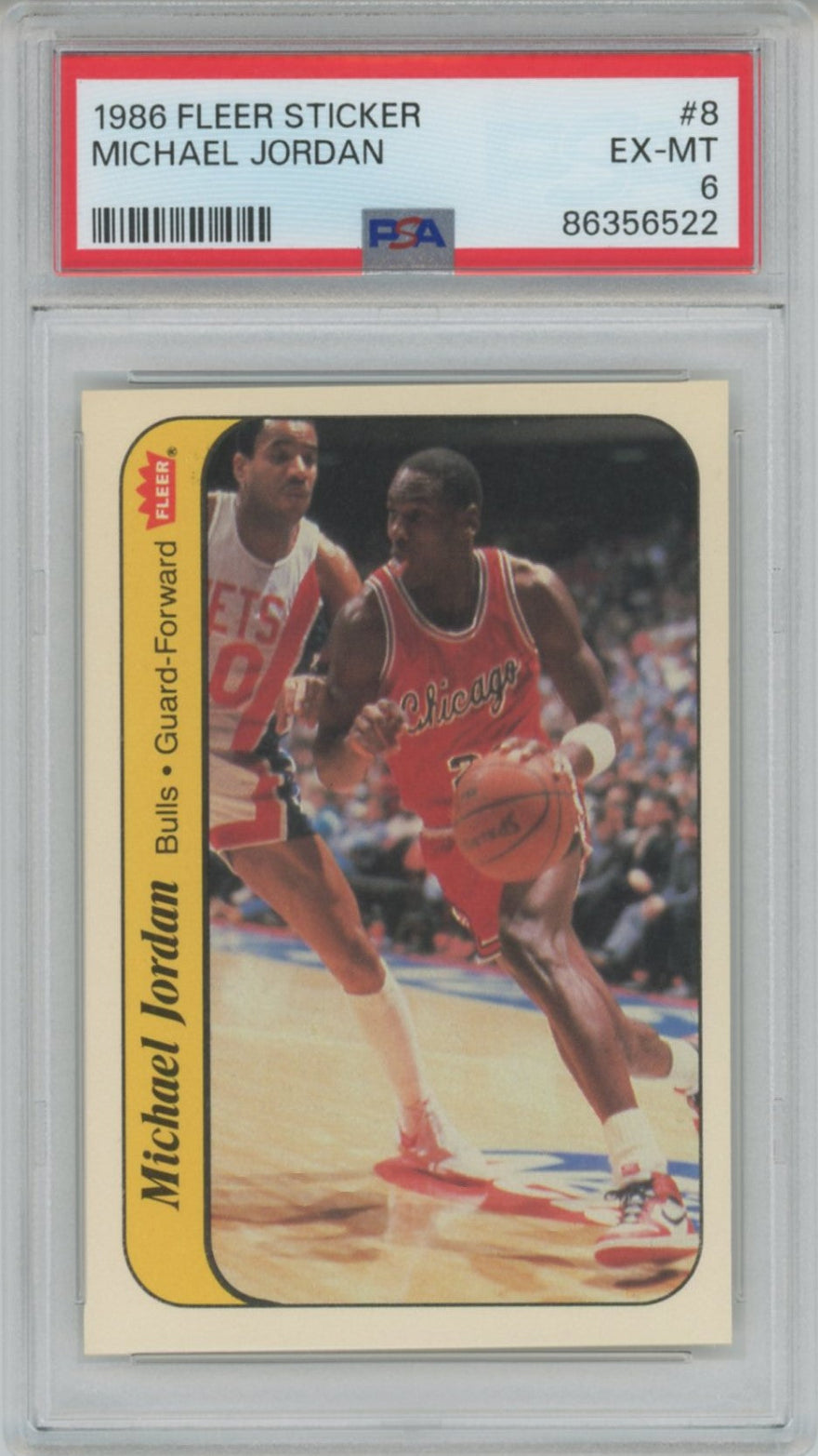 1986 Michael Jordan Fleer Sticker PSA 6