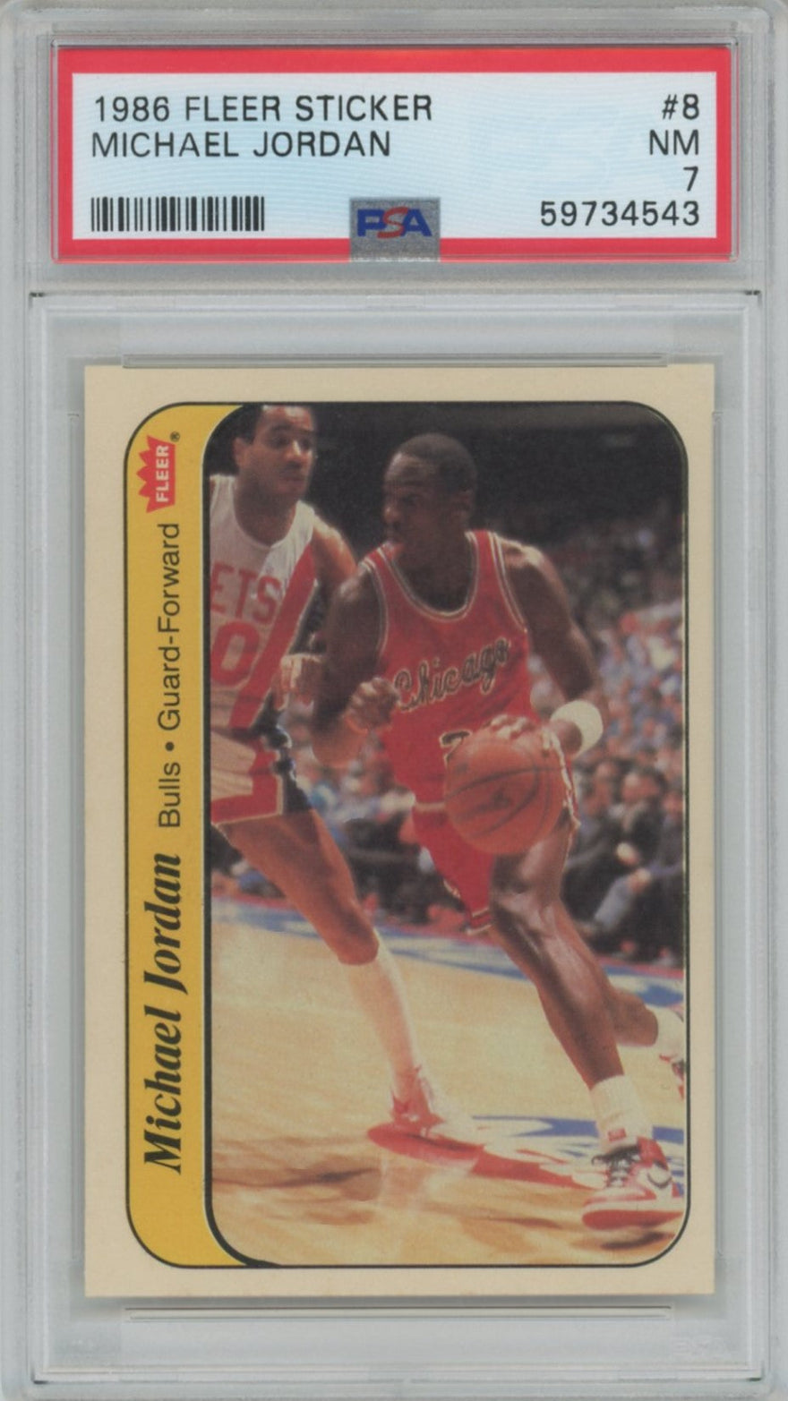 1986 Michael Jordan Fleer Sticker PSA 7