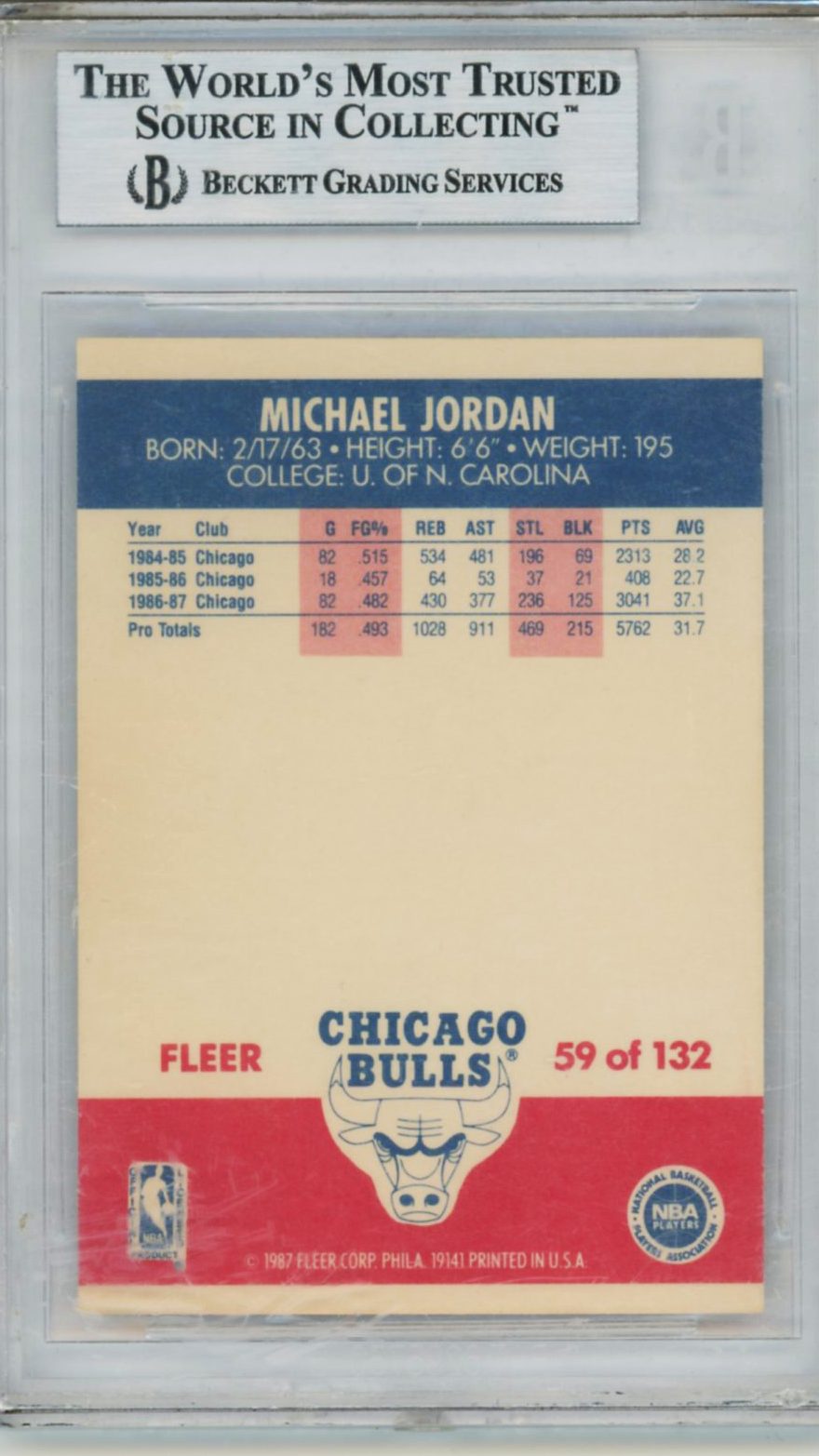 1987 Fleer Michael Jordan #59 BGS 8.5