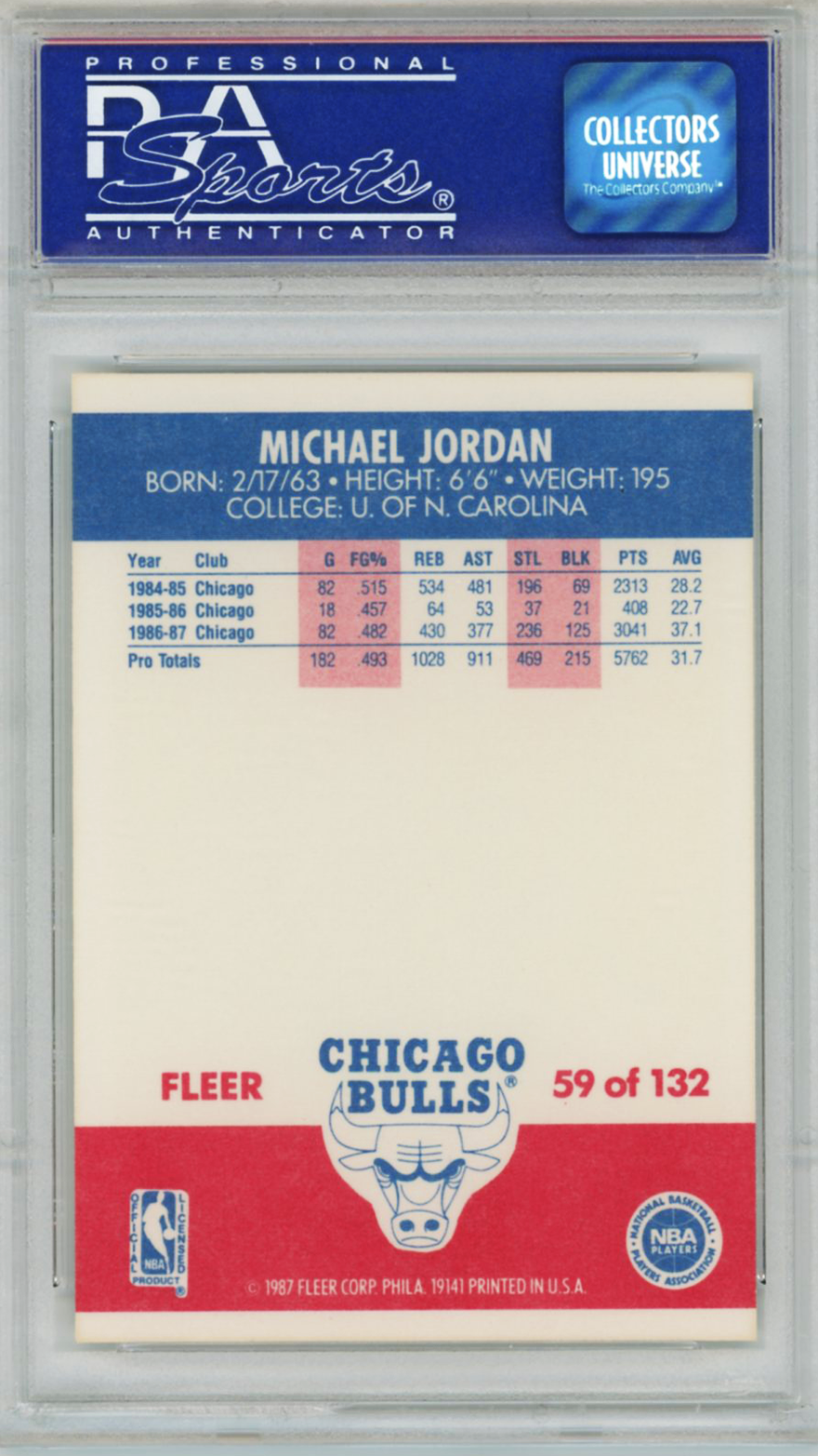 1987 Fleer Michael Jordan #59 PSA 8