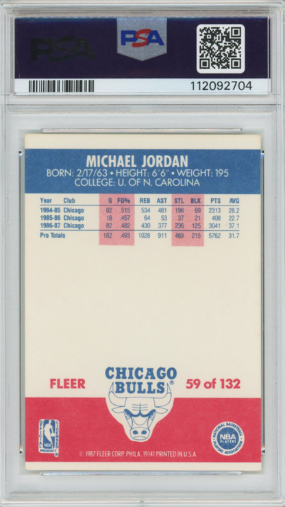 1987 Fleer Michael Jordan #59 PSA 8