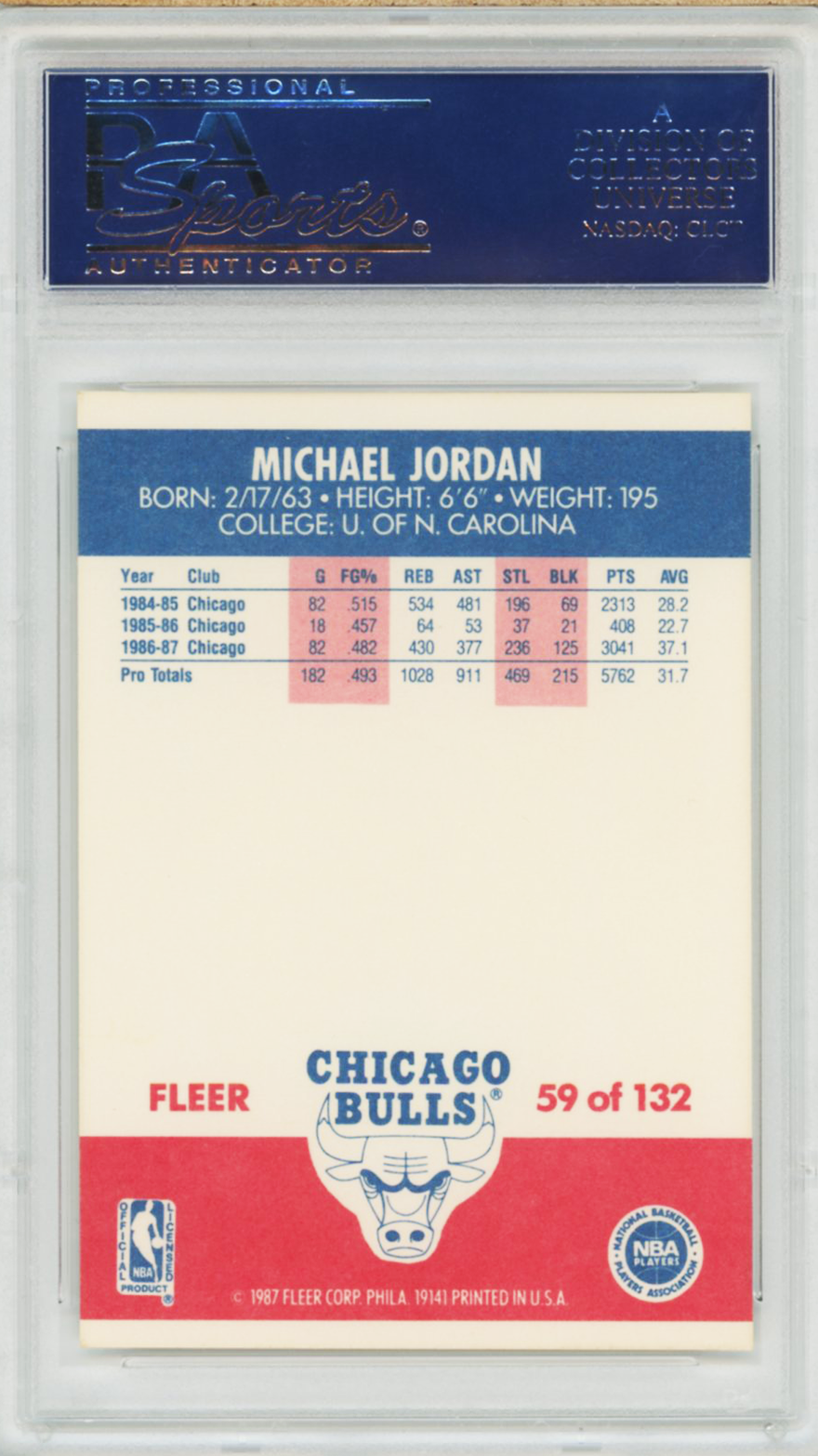 1987 Fleer Michael Jordan #59 PSA 8