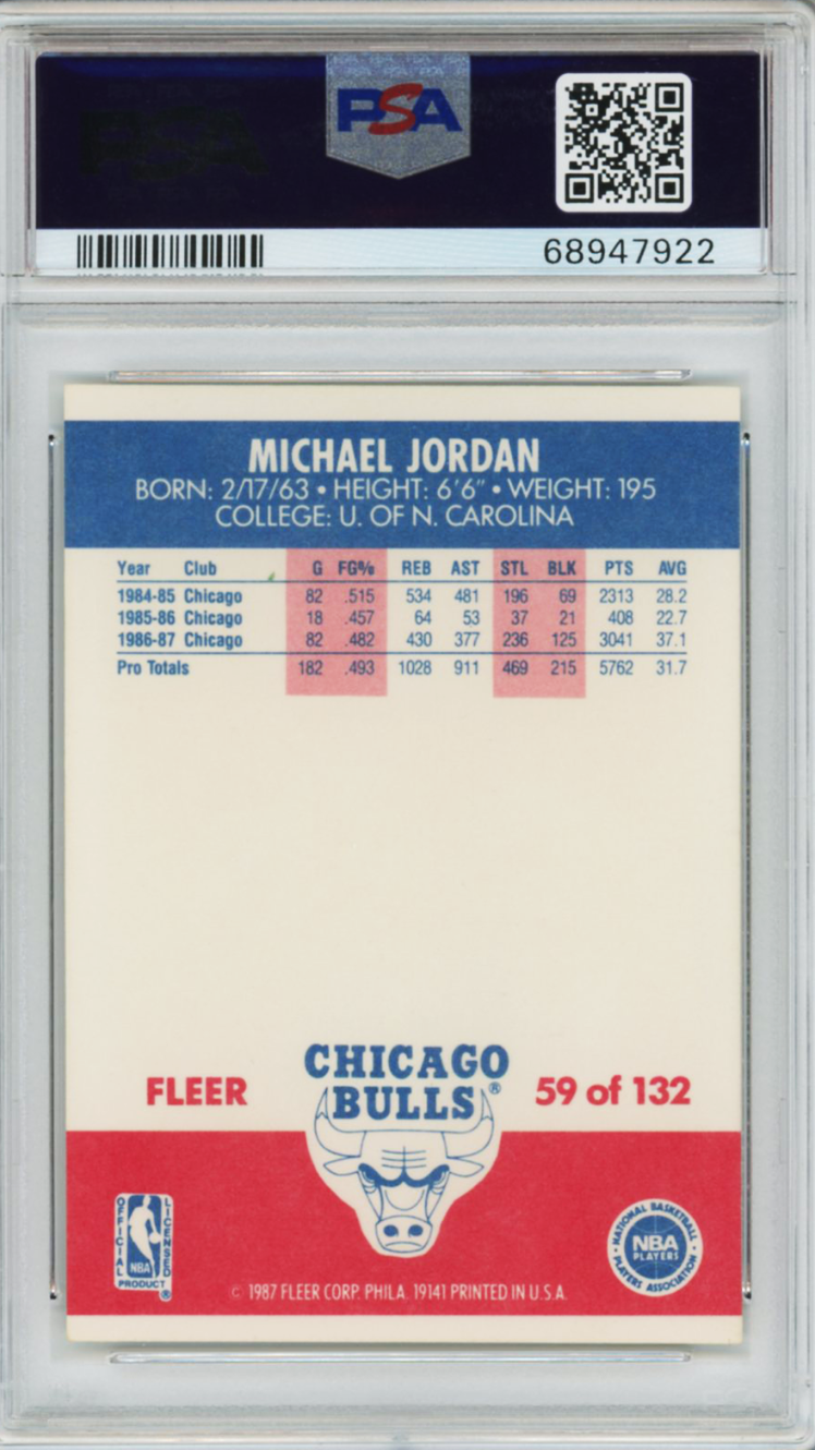 1987 Fleer Michael Jordan #59 PSA 8