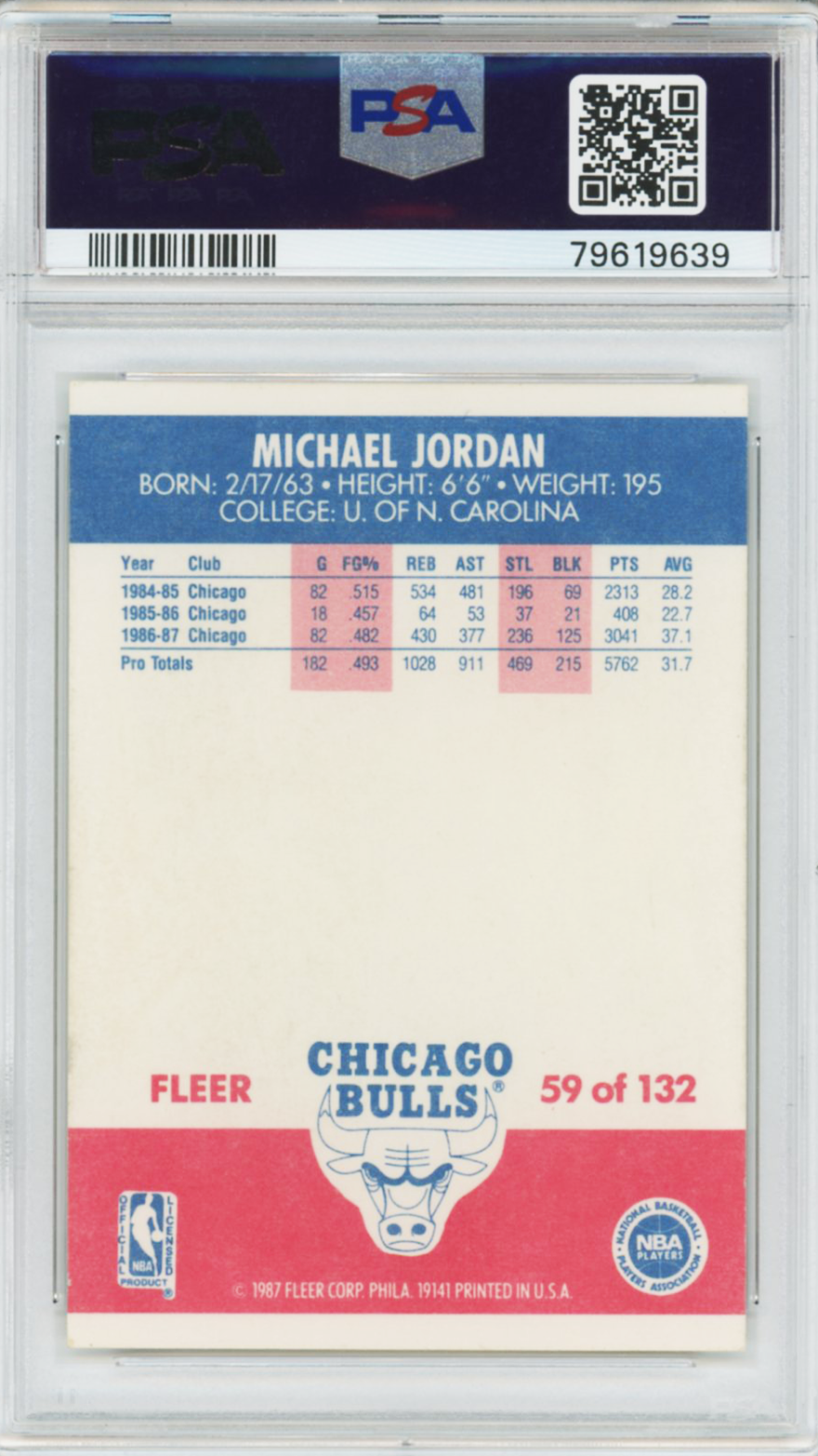 1987 Fleer Michael Jordan #59 PSA 8