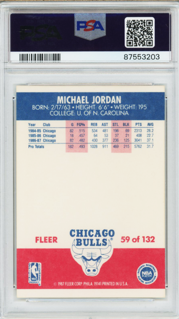 1987 Fleer Michael Jordan #59 PSA 8