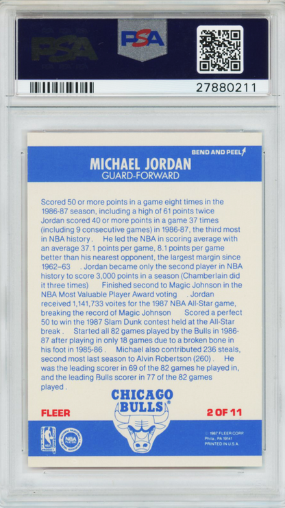 1987 Fleer Sticker Michael Jordan #2 PSA 8.5