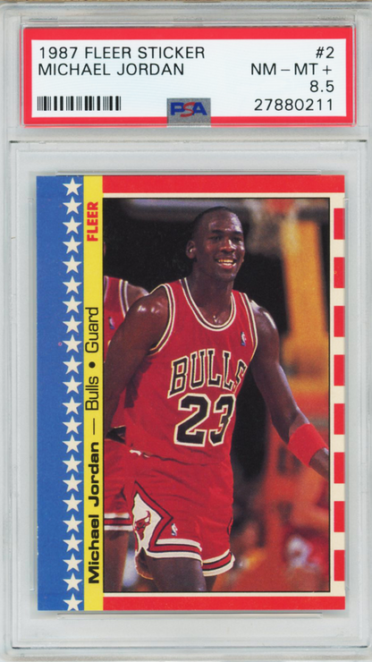 1987 Fleer Sticker Michael Jordan #2 PSA 8.5