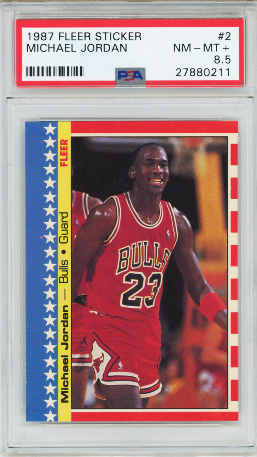 1987 Fleer Sticker Michael Jordan #2 PSA 8.5