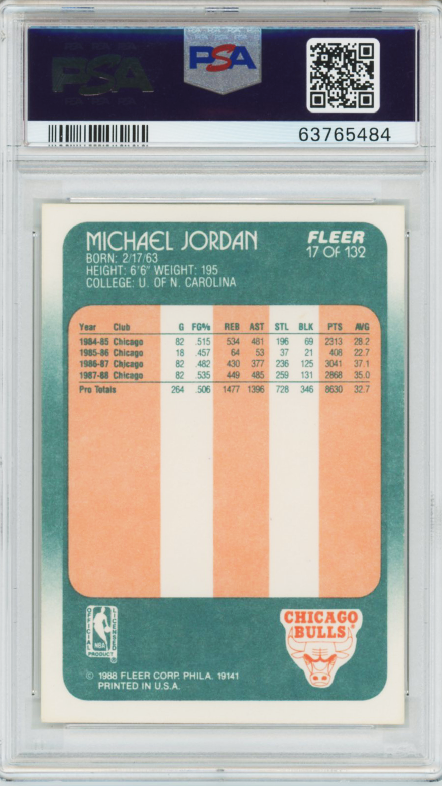 1988 Fleer Michael Jordan #17 PSA 9