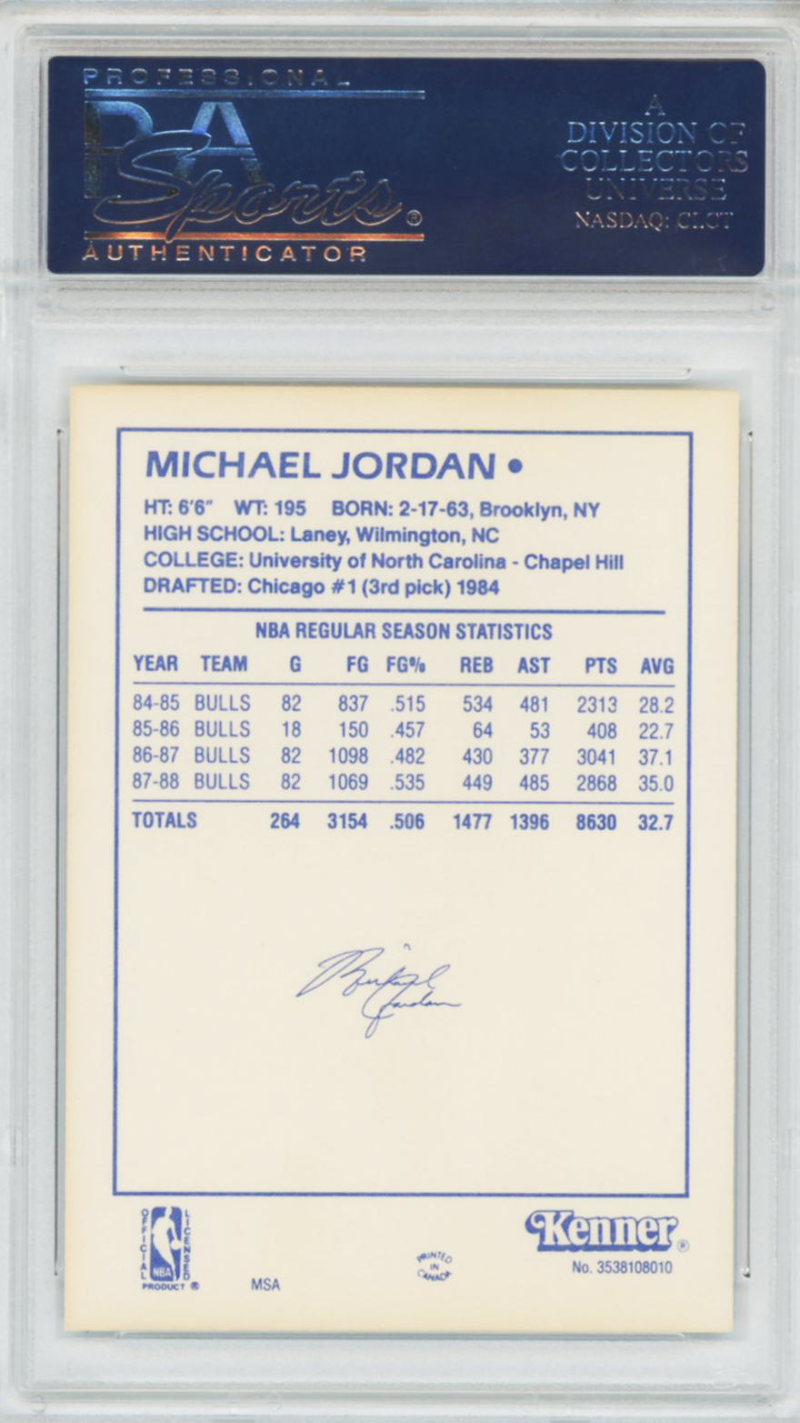 1988 Kenner Starting Lineup Michael Jordan PSA 9