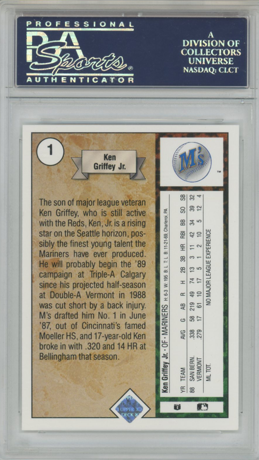 1989 Upper Deck Star Rookie Ken Griffey Jr. #1 PSA 9