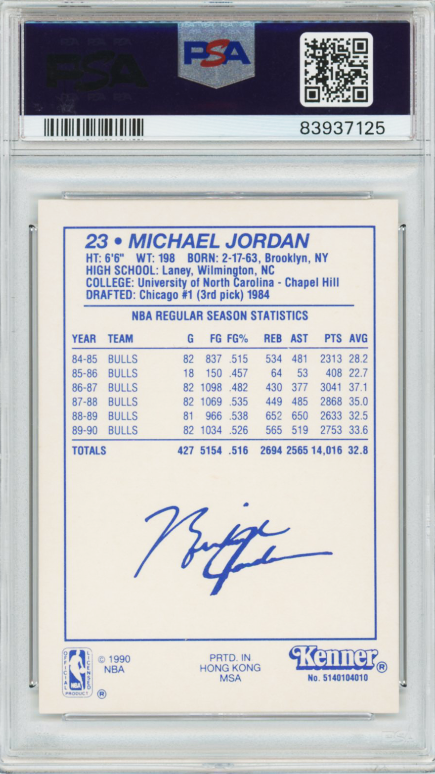 1990 Kenner Starting Lineup - Brown Michael Jordan PSA 9