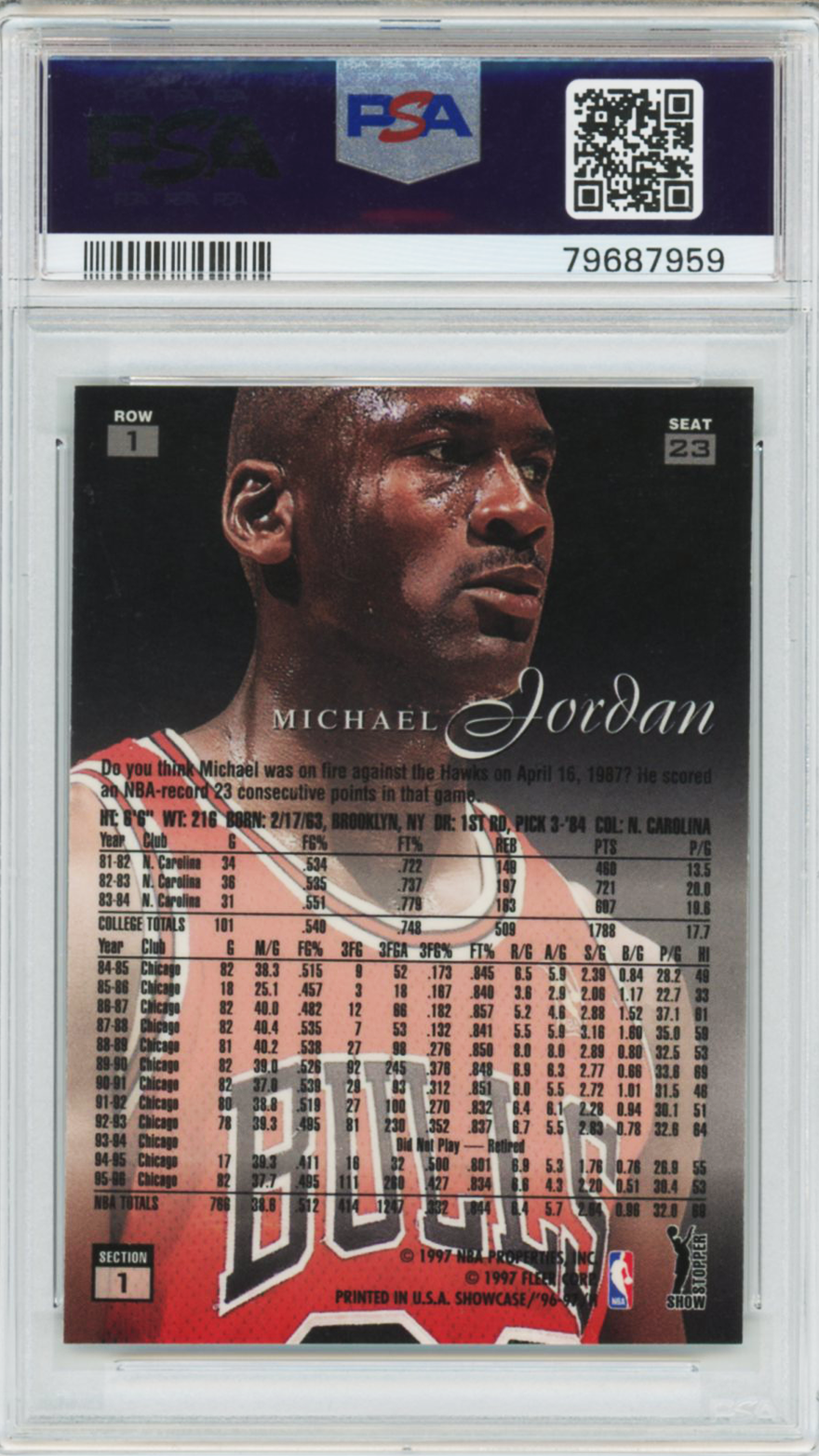 1996 Flair Showcase Row 1 Michael Jordan #23 PSA 7