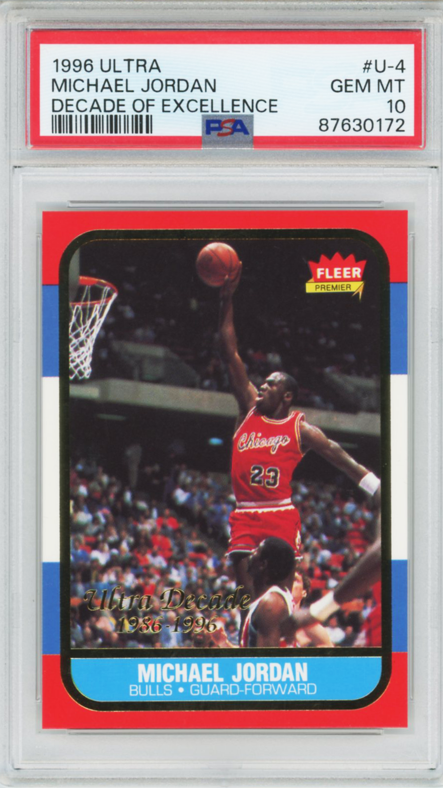 1996 Ultra Decade of Excellence Michael Jordan #U-4 PSA 10