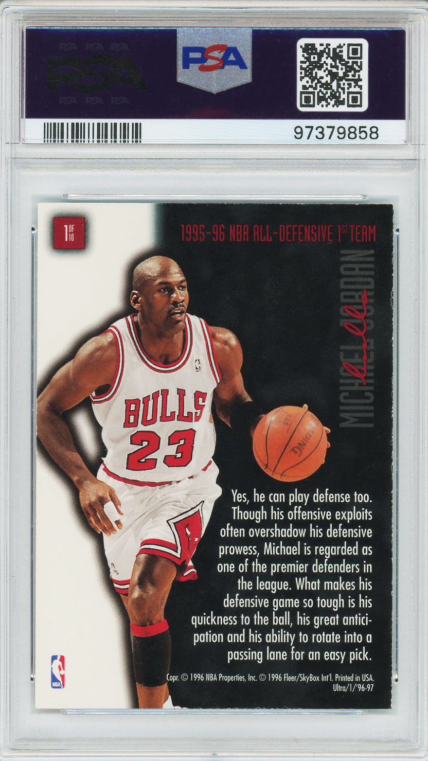 1996 Ultra Full Court Trap Michael Jordan #1 PSA 7