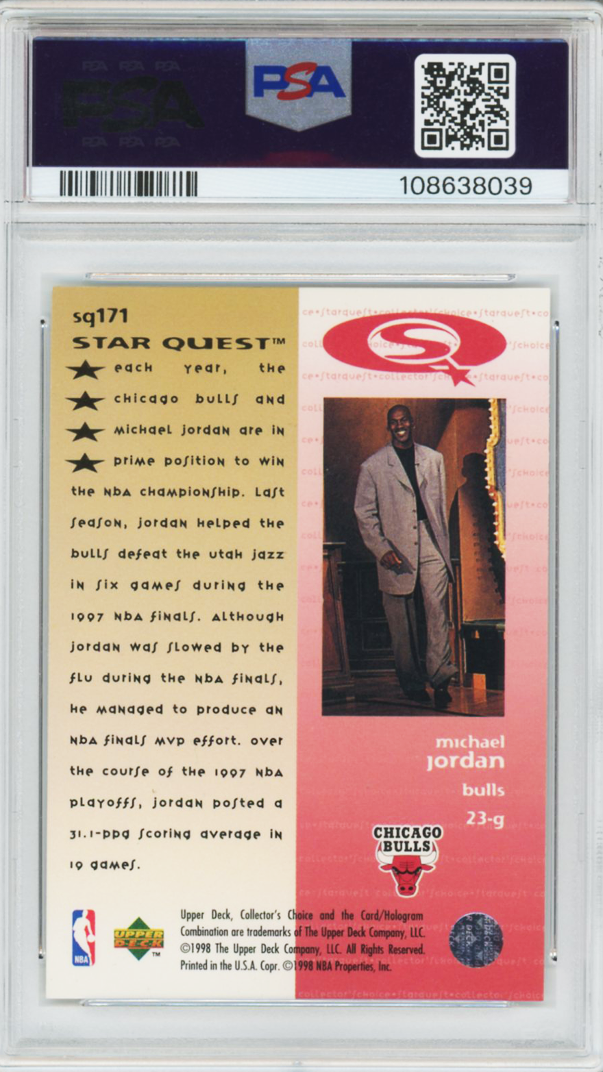 1997 Collector Choice Star Quest Michael Jordan #SQ171 PSA 8