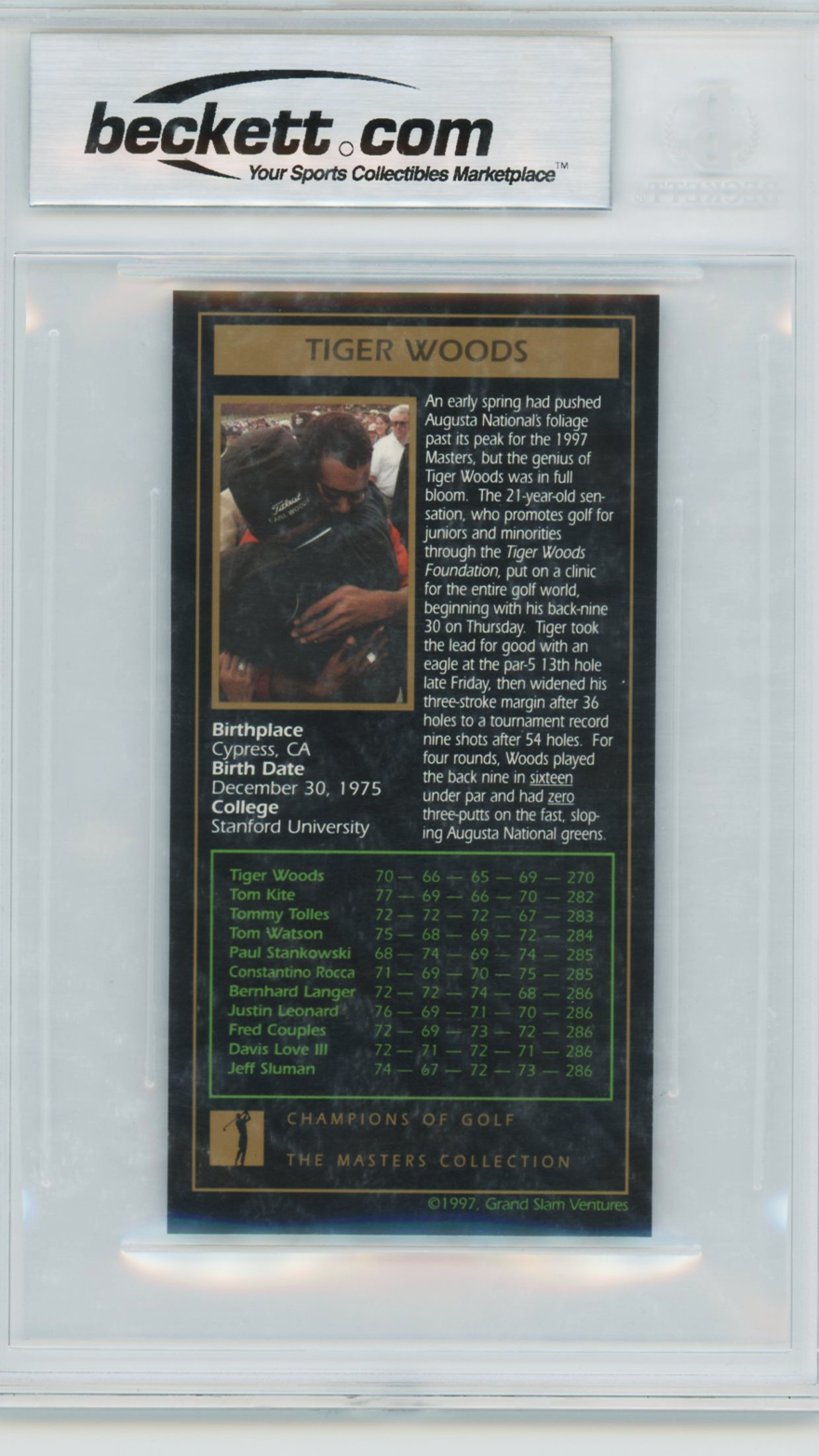1997 Grand Slam Ventures Master Collection Tiger Woods #1997 BGS 9