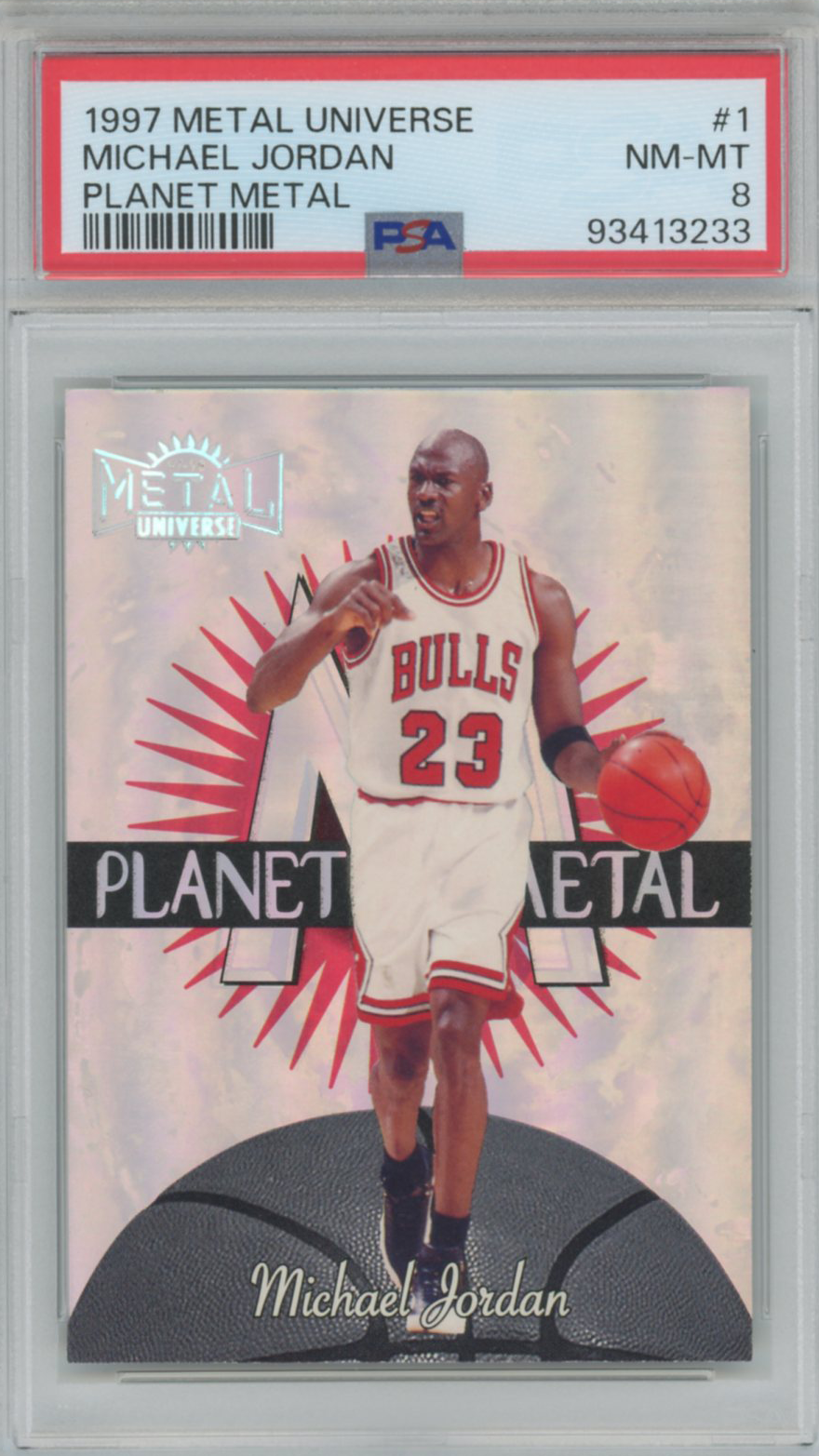 1997 Skybox Metal Universe Michael Jordan #1 PSA 8
