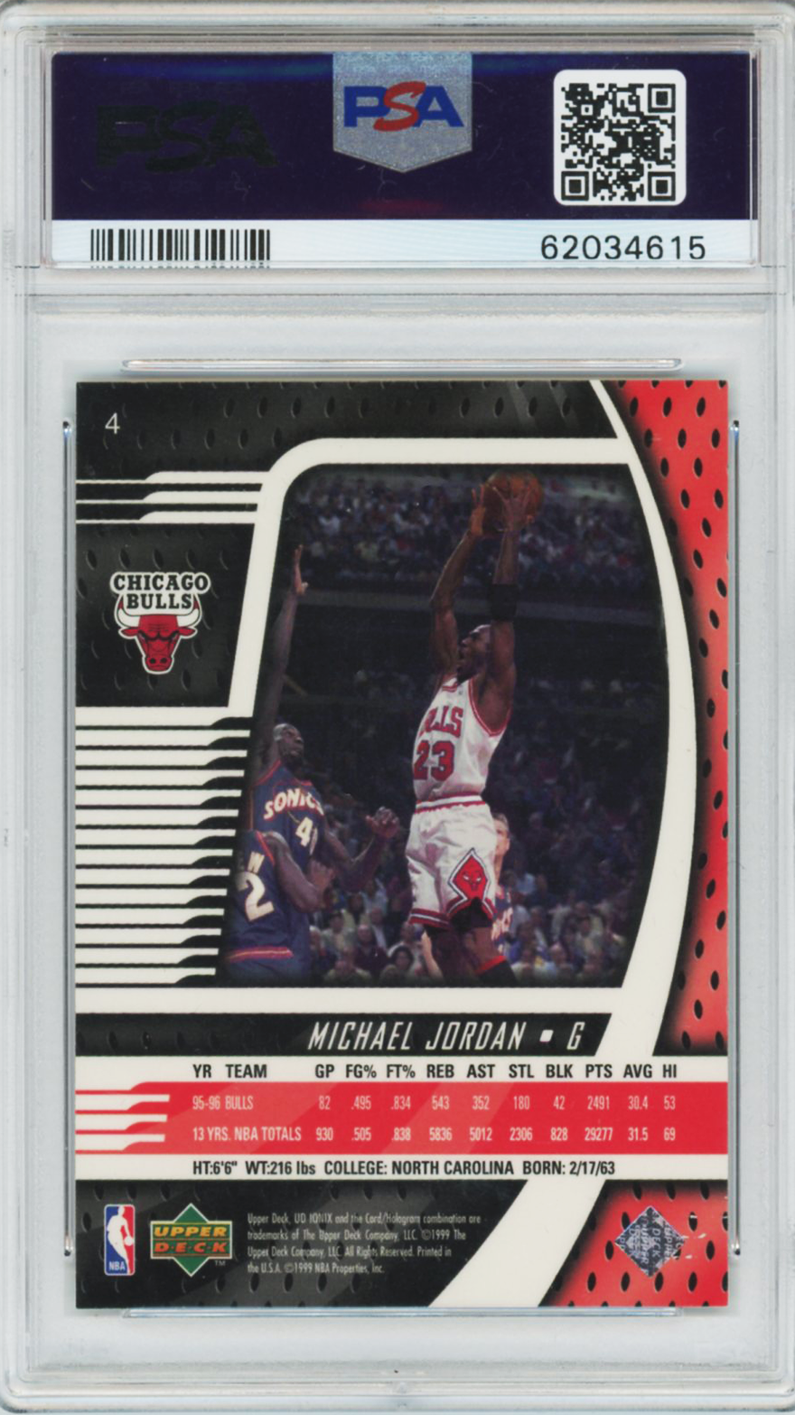 1998 Upper Deck Ionix Michael Jordan #4 PSA 10