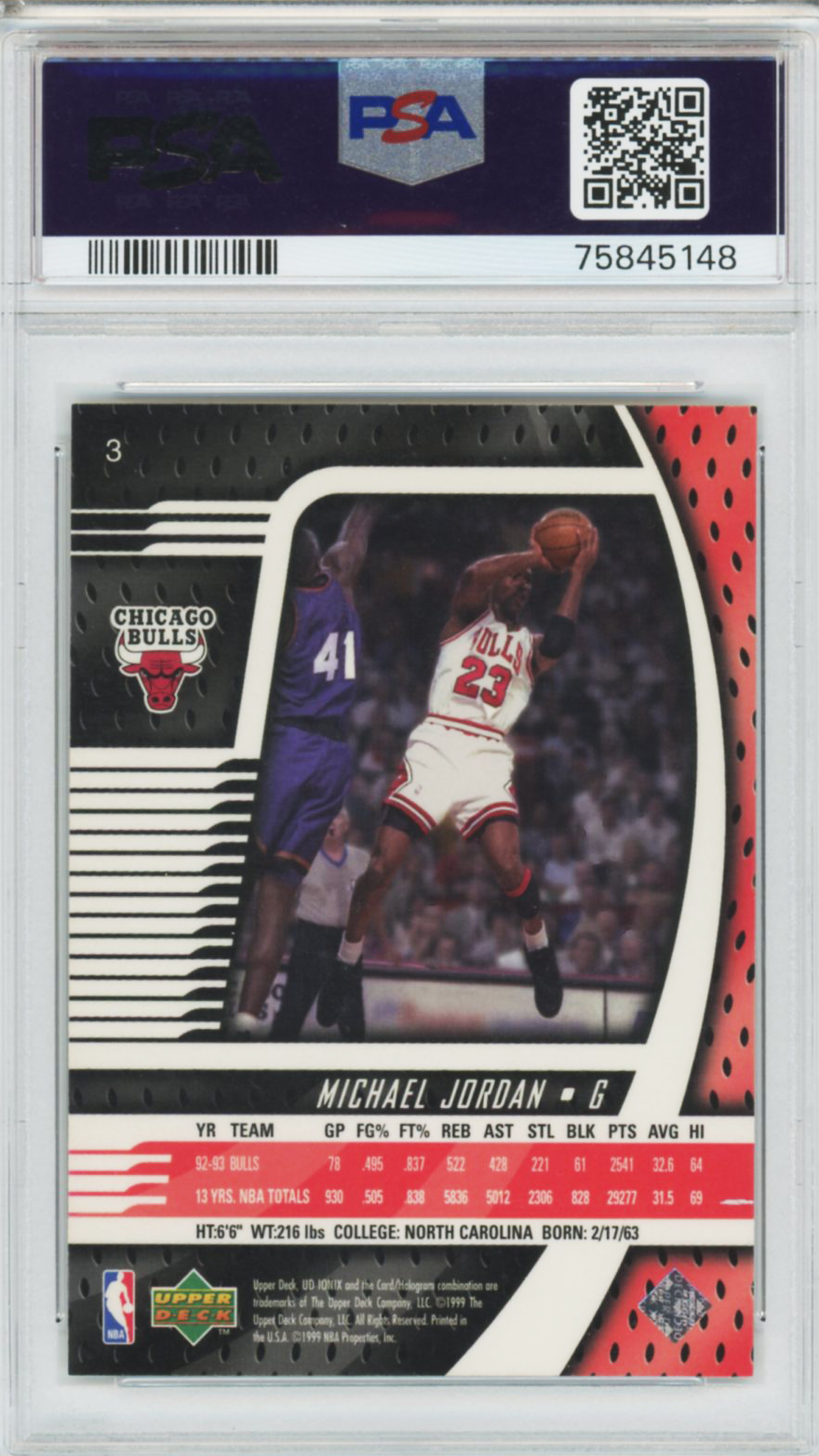 1998 Upper Deck Ionix Michael Jordan #3 PSA 10